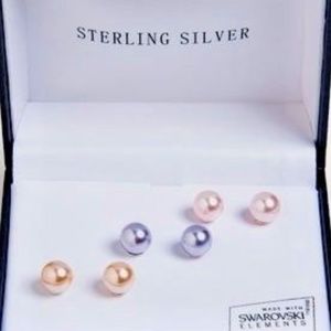 Sterling Silver Swarovski Crystal Pearl Earrings